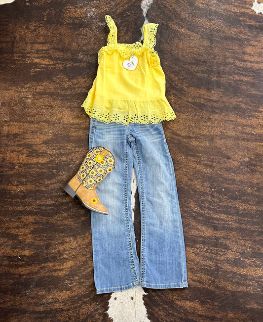 Hayden Girls Yellow Ruffle Tank