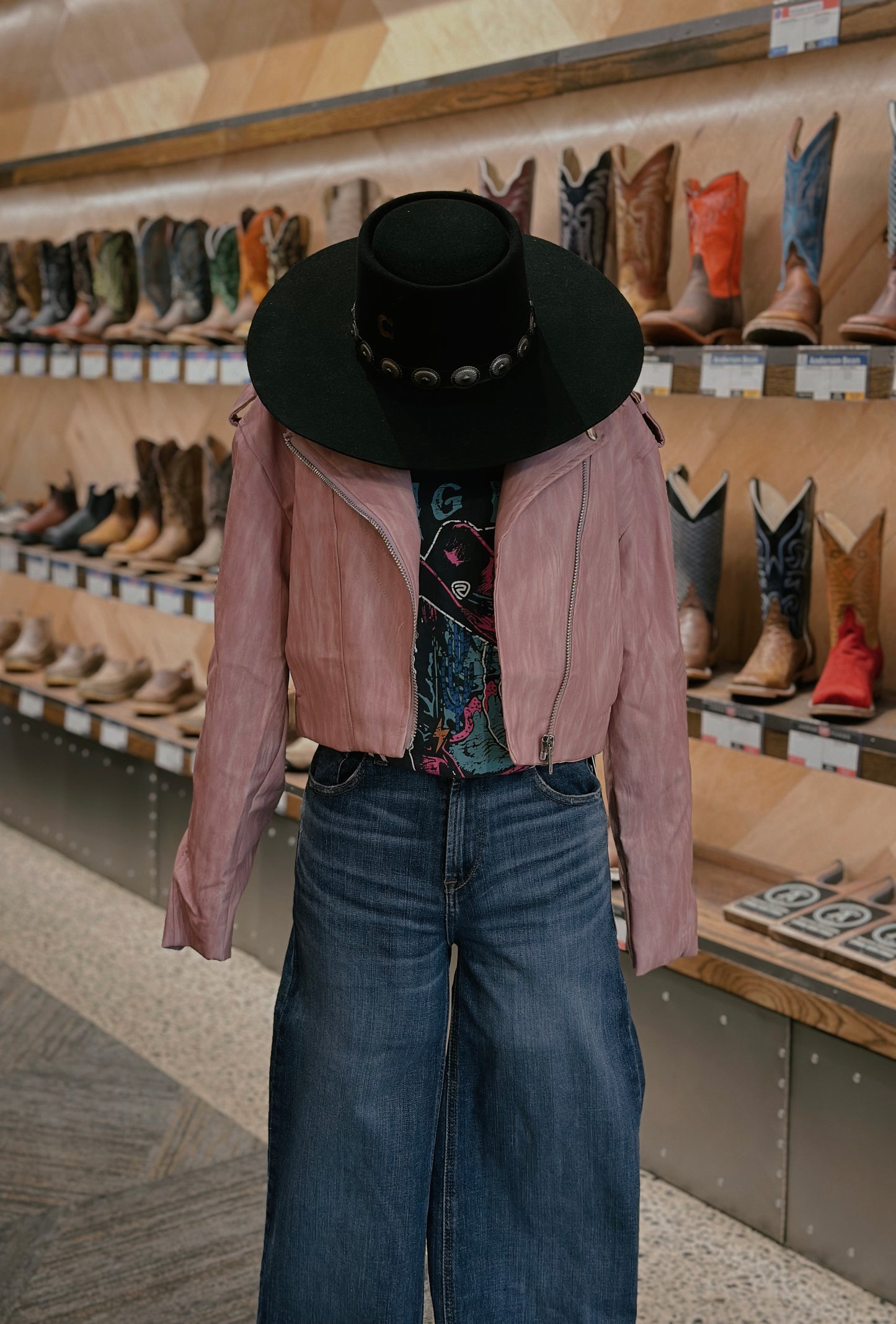 Pink Washed Leather Moto Jacket