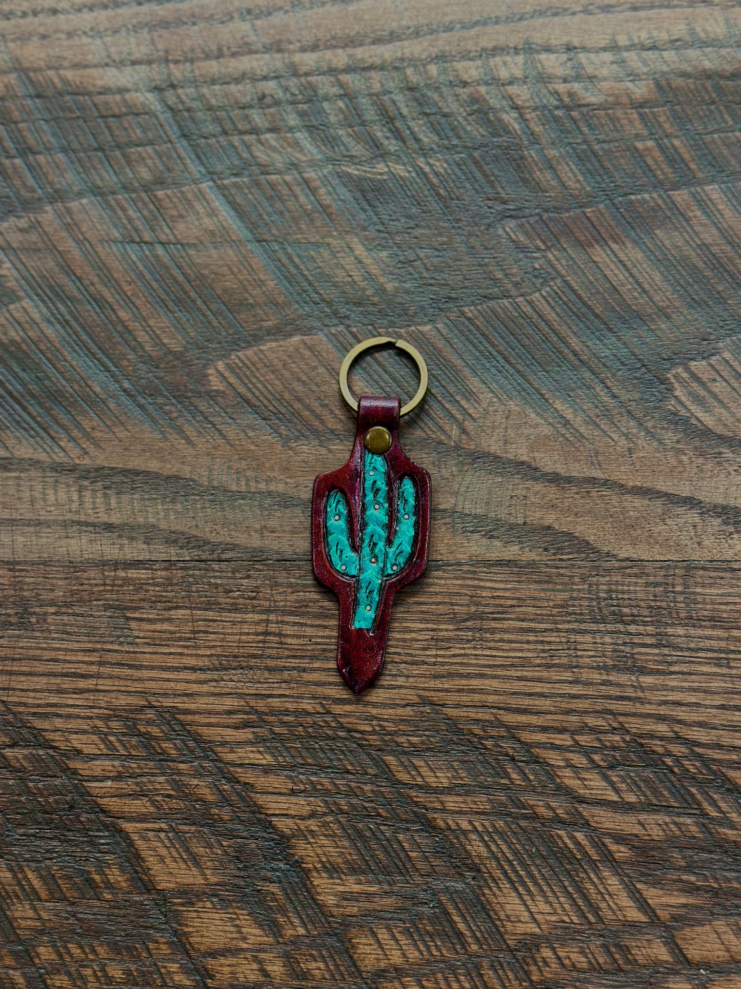 American Darling  Hand Tooled Carved Leather Keyring