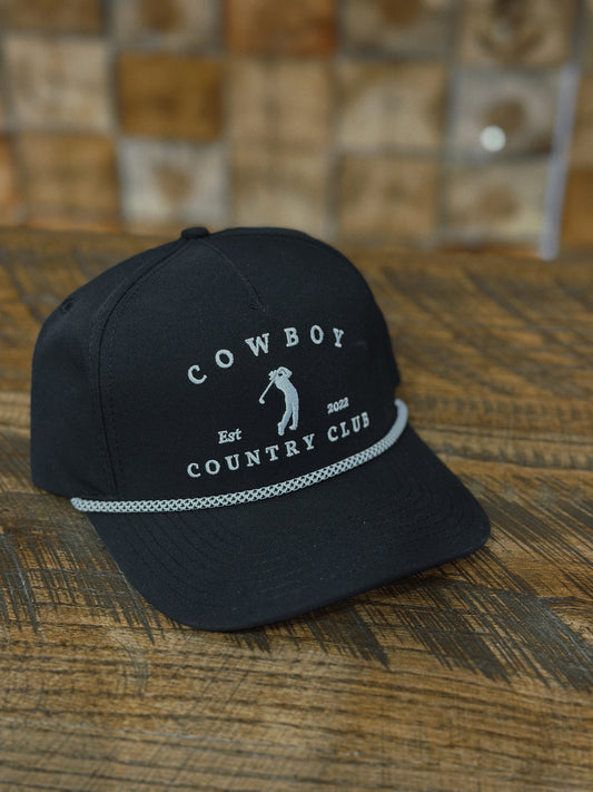 Cowboy Country Club Golfer Roped Hat Black