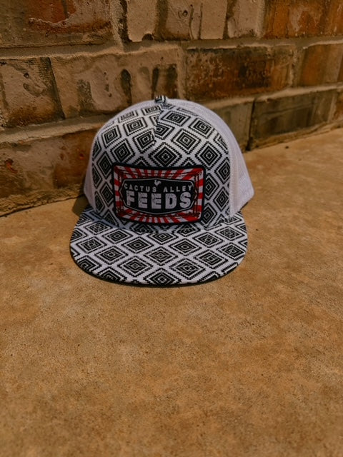 Cactus Alley Hat "Feeds" Black/Whtie Aztec Snapback