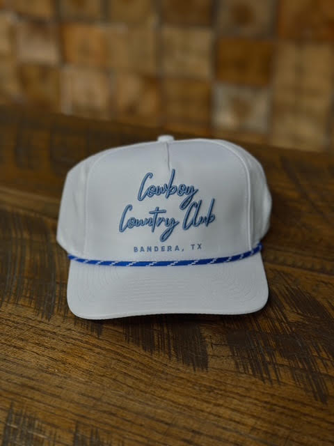 Cowboy Country Club Cursive Rope Hat White